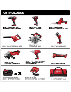 Kit de Herramientas Inalámbricas Milwaukee M18 9 Piezas 4.0 Ah 2