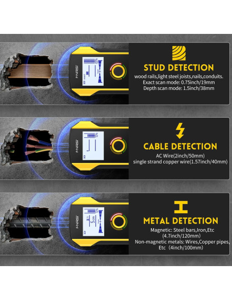 Buscador de Estudio FNIRSI WD-01 6 en 1 Detector de Pared
