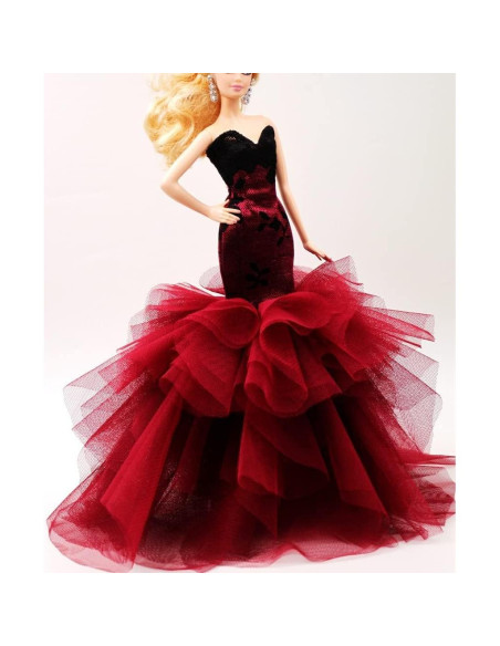 Vestido de Muñeca de Encaje Negro Cora Gu Sirena 30 cm