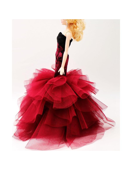 Vestido de Muñeca de Encaje Negro Cora Gu Sirena 30 cm