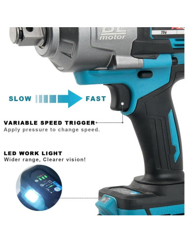 Llave de Impacto Inalámbrica AUTOJARE 3/4" 2000 N.m con 2 Baterías