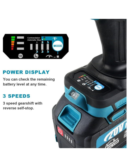 Llave de Impacto Inalámbrica AUTOJARE 3/4" 2000 N.m con 2 Baterías