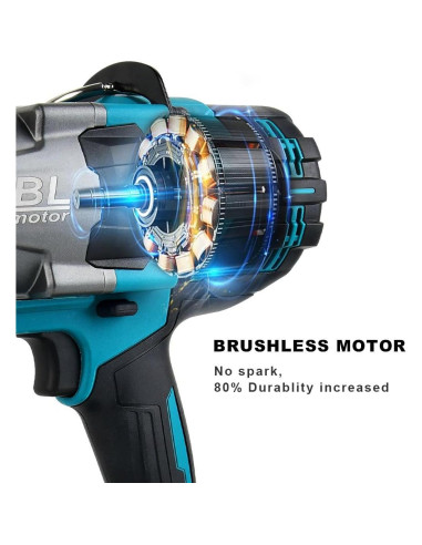 Llave de Impacto Inalámbrica AUTOJARE 3/4" 2000 N.m con 2 Baterías