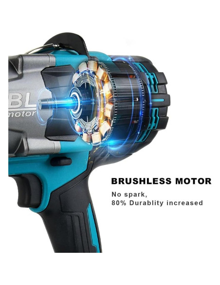 Llave de Impacto Inalámbrica AUTOJARE 3/4" 2000 N.m con 2 Baterías