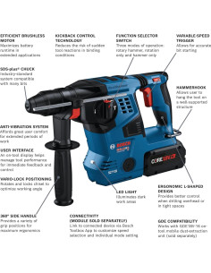 Martillo Rotativo Bosch GBH18V-28C 18V Sin Escobillas 2 Baterías 8 Ah 2