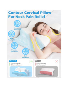 Almohada Cervical Iwacool Reina Espuma Viscoelástica Azul 2