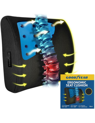 Cojín Lumbar Goodyear GY1003 Espuma Viscoelástica 34x36 cm
