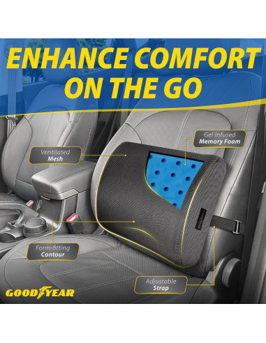 Cojín Lumbar Goodyear GY1003 Espuma Viscoelástica 34x36 cm
