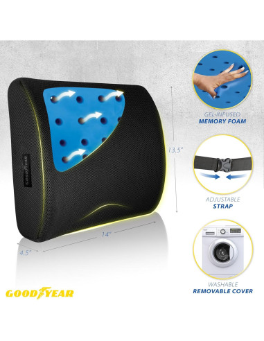 Cojín Lumbar Goodyear GY1003 Espuma Viscoelástica 34x36 cm