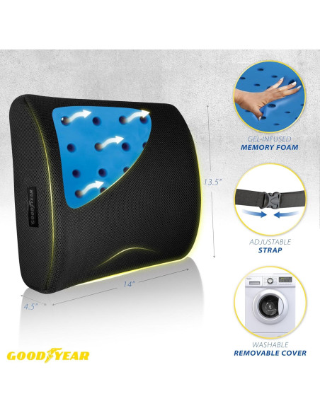 Cojín Lumbar Goodyear GY1003 Espuma Viscoelástica 34x36 cm