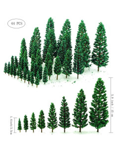 44 Piezas Mini Árboles de Pino Plástico para Diorama 15 cm 2