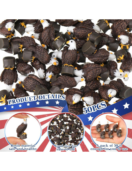 50 Mini Águilas Calvas de Resina Soulchen Decoración Patriótica