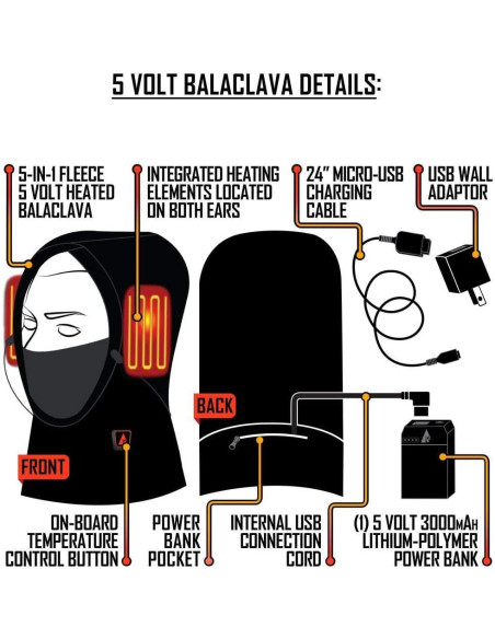 Balaclava Térmica ActionHeat Unisex con Batería 5V