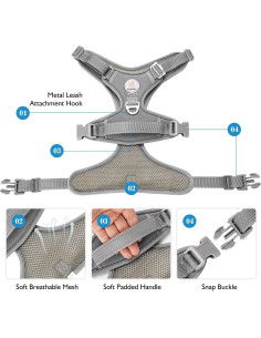 Arnés para Perros Grandes Hipubby Ajustable Gris L 2