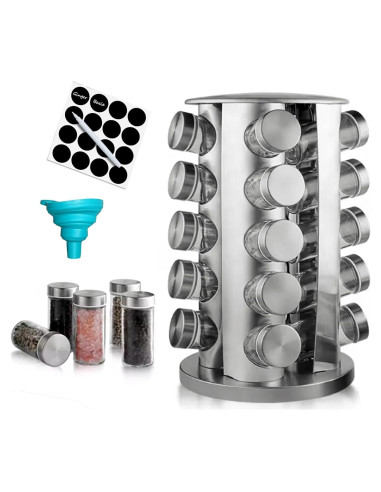 Organizador de Especias Giratorio Ayedvan con 20 Frascos de 90ml