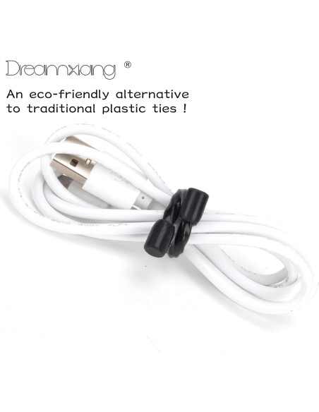 8 Piezas Correas de Cable Silicona 3 Pulgadas Dreamxiang Negro