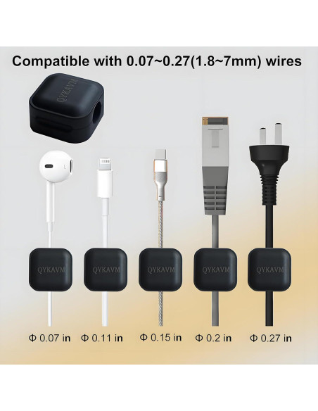 Organizadores de Cables QYKAVM - 8 Clips Magnéticos Adhesivos