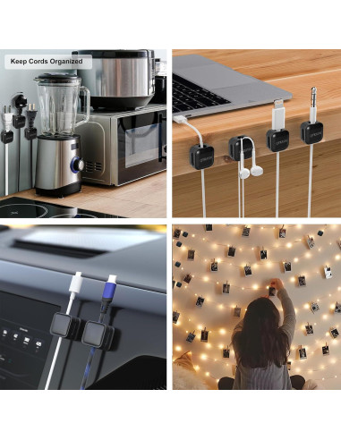Organizadores de Cables QYKAVM - 8 Clips Magnéticos Adhesivos