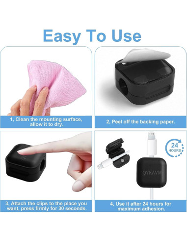 Organizadores de Cables QYKAVM - 8 Clips Magnéticos Adhesivos