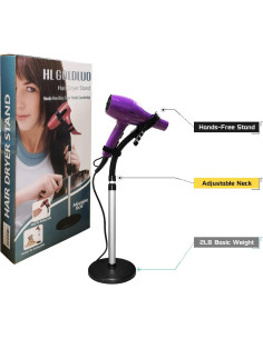 Soporte para Secador de Pelo HLGOLDLUO Ajustable 360 2