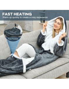 Manta Eléctrica Usable Tagefa 177.8x127 cm con Capucha y Mangas 2