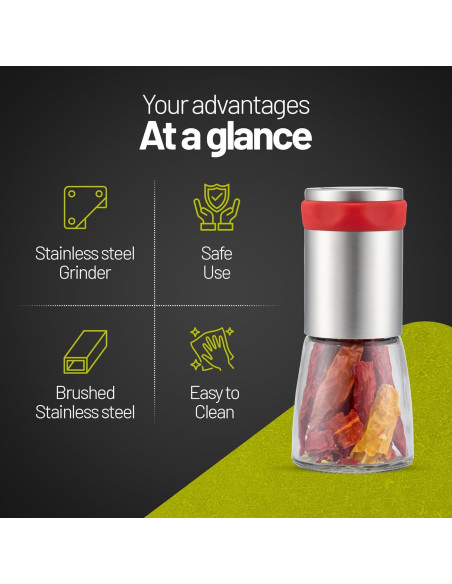 Molinillo de Chile ZOLMER Acero Inoxidable y Vidrio 0.28 kg