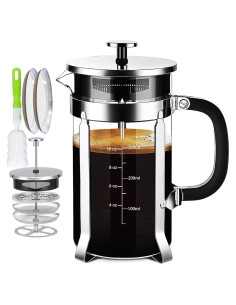 Prensa Francesa YMMIND 12 oz Acero Inoxidable Vidrio Borosilicato