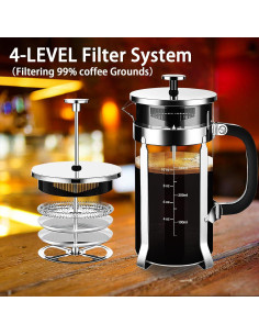 Prensa Francesa YMMIND 12 oz Acero Inoxidable Vidrio Borosilicato 2