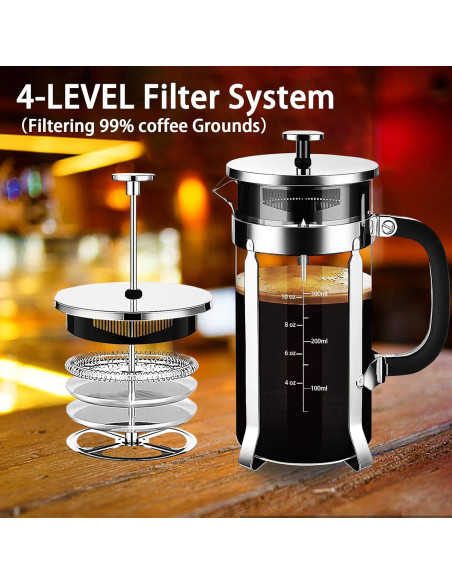 Prensa Francesa YMMIND 12 oz Acero Inoxidable Vidrio Borosilicato