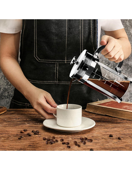 Prensa Francesa YMMIND 12 oz Acero Inoxidable Vidrio Borosilicato