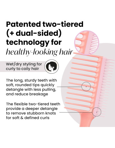Peine Dientes Anchos Tangle Teezer Durazno para Cabello Rizado