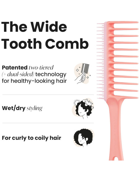 Peine Dientes Anchos Tangle Teezer Durazno para Cabello Rizado