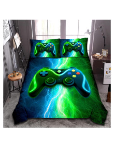 Juego de Ropa de Cama Gamer Meeting Story Individual Azul-Verde