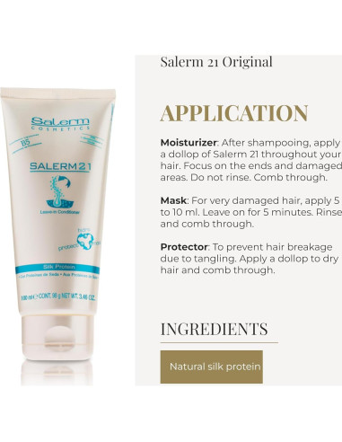 Acondicionador Sin Enjuague Salerm 21 Proteína de Seda 100 ml