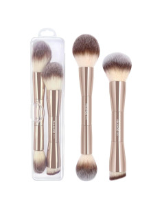 Pinceles de Maquillaje Doble Cara MAANGE Oro 2 Piezas