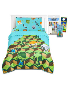 Juego de Ropa de Cama Minecraft Individual - Edredón, Sábanas y Funda