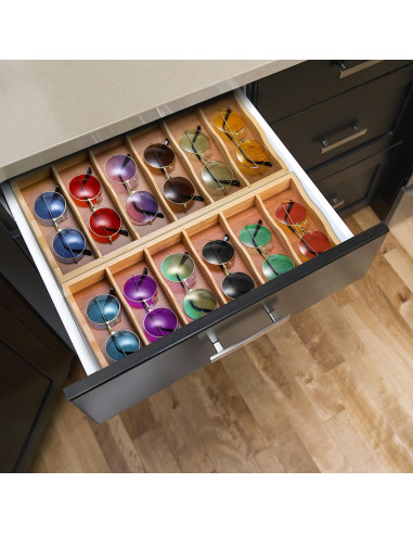 Organizador de Gafas de Sol SOUJOY 3 Piezas Bambú 6 Compartimentos