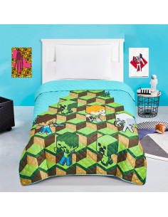 Juego de Ropa de Cama Minecraft Individual - Edredón, Sábanas y Funda 2