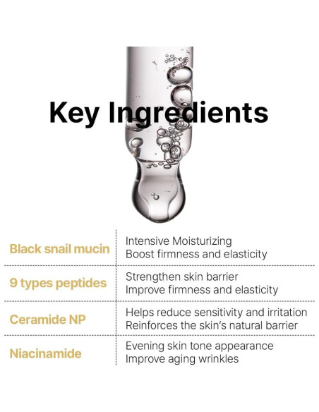 Tónico Farmstay Black Snail 9 Pétidos 120ml Antienvejecimiento