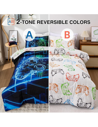 Conjunto de Edredón Twin Un Buen Noche 5 Piezas Videojuego 3D