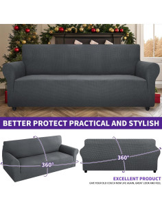 Funda de Sofá Universal ZNSAYOTX 72-92" Gris Oscuro 2
