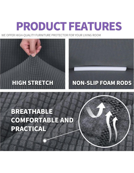 Funda de Sofá Universal ZNSAYOTX 72-92" Gris Oscuro