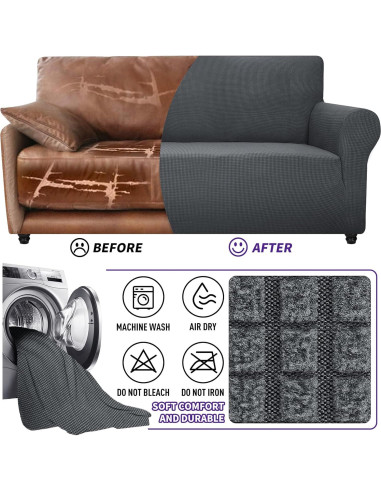 Funda de Sofá Universal ZNSAYOTX 72-92" Gris Oscuro