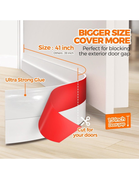 Tapón de Draft para Puerta Holikme 104 cm Blanco Aislante