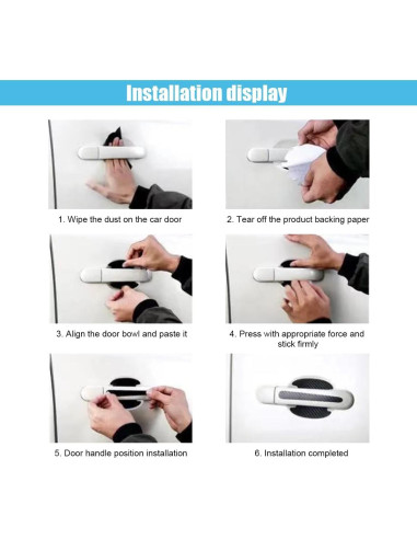 8 Protectores de Manijas de Puerta Auto GLSOWEE Fibra Carbono