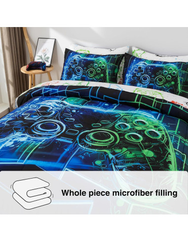 Conjunto de Edredón Twin Un Buen Noche 5 Piezas Videojuego 3D