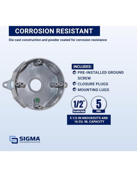 Caja Redonda 5 Agujeros Sigma Electric 143854 14 cm Gris