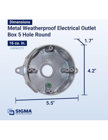Caja Redonda 5 Agujeros Sigma Electric 143854 14 cm Gris