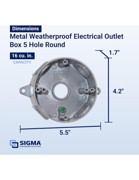Caja Redonda 5 Agujeros Sigma Electric 143854 14 cm Gris