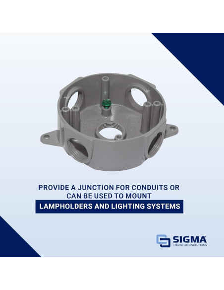 Caja Redonda 5 Agujeros Sigma Electric 143854 14 cm Gris